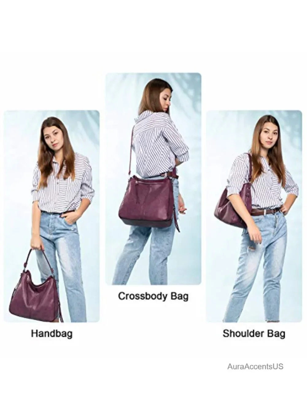 Hobo Crossbody Bag for Women, Designer Shoulder Purse Handbags, Faux Leather
